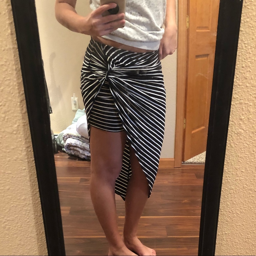 Black and white striped skirt